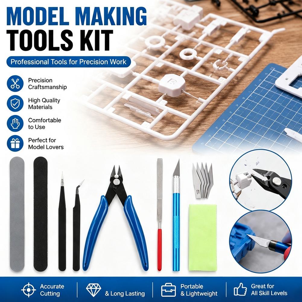 Model Kit Tool Set - 14-teiliges Modellbau-Werkzeugset, Legierungs-Zangen, Schnitzstift, Diamantfeile für